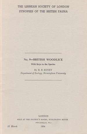 Bild des Verkufers fr Synopses of the British fauna No. 9 British Woodlice with Keys to the Species zum Verkauf von PEMBERLEY NATURAL HISTORY BOOKS BA, ABA