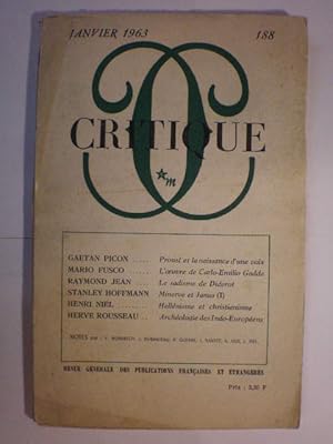 Image du vendeur pour Critique 188 - Janvier 1963 mis en vente par Librera Antonio Azorn