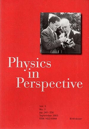 Immagine del venditore per Physics in Perspective Vol 5 No. 3 September 2003 venduto da Book Booth