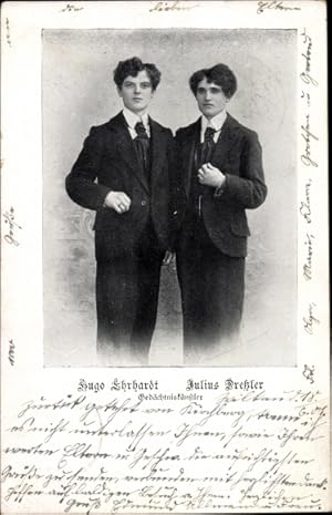 Foto Ansichtskarte / Postkarte Gedächtniskünstler Hugo Ehrhard und Julius Dreßler, Portrait