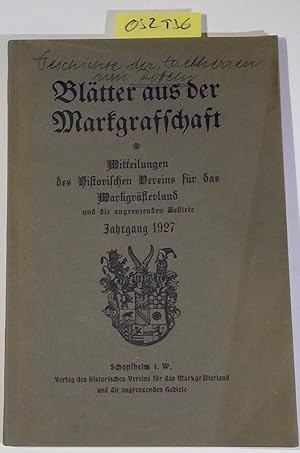 Seller image for Geschichte der Edelherren von Rtteln nebst Regesten und Nachweisungen, Wappen und Siegeln sowie einer Stammtafel. Bltter aus der Markgrafschaft, Mitteilungen des Historischen Vereins fr das Markgrflerland und die angrenzenden Gebiete, Jahrgang 1927 for sale by Antiquariat Trger