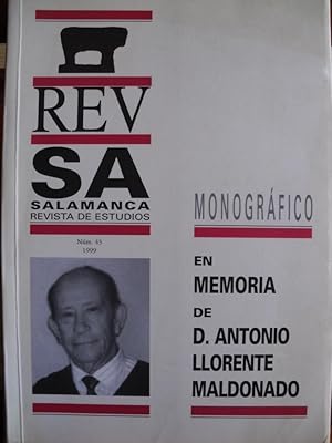 Imagen del vendedor de REVISTA DE ESTUDIOS SALAMANCA. Nmero, 43 (1999). Monogrfico en Memoria de D. Antonio Llorente Maldonado. a la venta por LIBRERA ROBESPIERRE