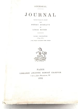 Image du vendeur pour Journal. Texte tabli et annot par Henry Debray et Louis Royer. Tomes 3 mis en vente par Mimesis