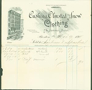 Cushing, Olmsted and Snow Clothing (billhead)