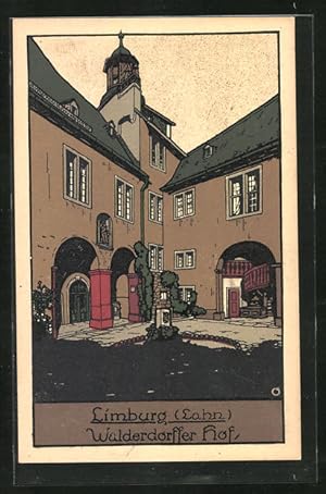 Steindruck-Ansichtskarte Limburg /Lahn, Walderdorffer Hof