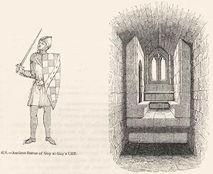 418. Ancient Statue of Guy at Guy's Clift; 420. Interior of a Room in Warkworth Castle
