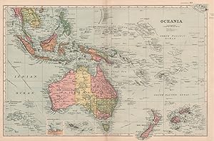 Oceania; Inset maps of Low Archipelago; Apia Bay; Samoa Islands; Fiji Islands