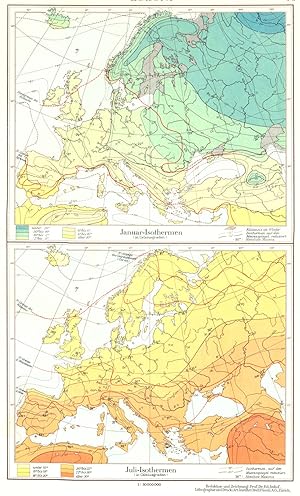 Europa; Januar-Isothermen; Juli-Isothermen