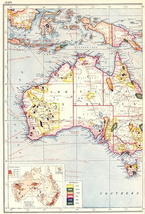 Australasia (Industrial); Inset map of Australia (Orographical)