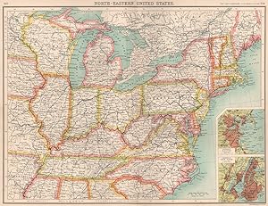 North-Eastern United States; Inset maps of Environs of Boston; Environs of New York