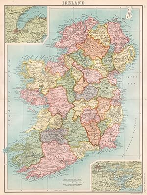 Ireland; Inset maps of Belfast; Cork