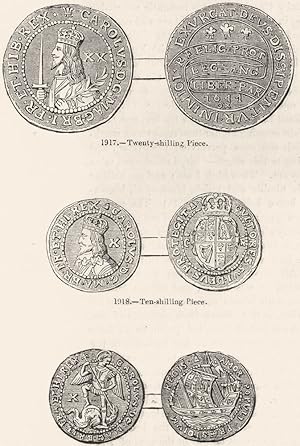1917 to 1919. Gold coins of Charles I: 1917. Twenty-shilling piece; 1918. Ten-shilling piece; 191...