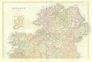 Ireland, North part, from near Dublin northwards; Inset map of Ireland in Provinces