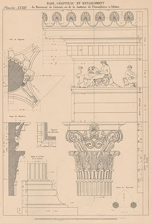 Bild des Verkufers fr Corinthian: Base, Capital and Entablature. (Choragic Monument of Lysicrates) zum Verkauf von Antiqua Print Gallery