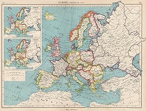 Europe, Political (1951); Inset maps of Europe prior to first world war 1914; Europe prior to sec...