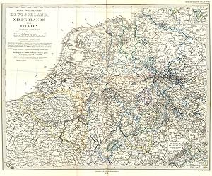 Immagine del venditore per Nord - Westliches Deutschland Niederlande und Belgien; Inset map of Die Gegend um Frankfurt venduto da Antiqua Print Gallery