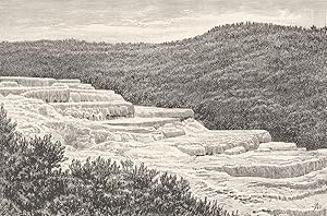 Part of the Pink Terraces at Lake Rotomahana, New Zealand, destroyed by Eruption, 1886