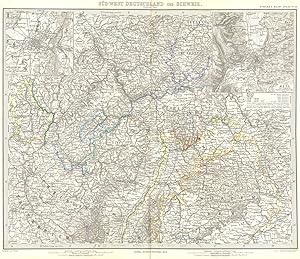 Immagine del venditore per Sub - West Deutschland und Schweiz; Inset map of Strassburg und umgegend; Metz und umgegend venduto da Antiqua Print Gallery