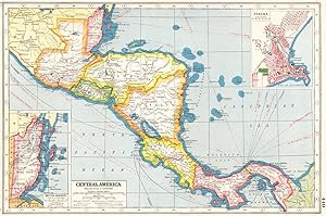 Central America; Inset map of British Honduras; Panama