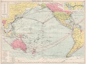 Pacific Ocean - Communications; Inset map of Panama Canal