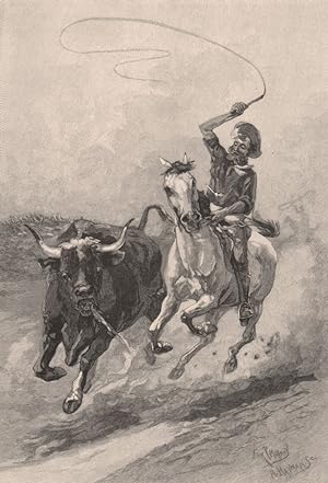 Bild des Verkufers fr Rounding up a Straggler on a Cattle-Run zum Verkauf von Antiqua Print Gallery