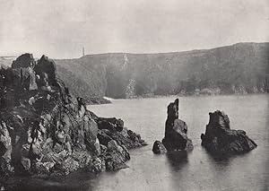 Seller image for Guernsey - Moulin Huet Bay, with the "Dog and Lion" rocks for sale by Antiqua Print Gallery