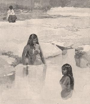 Maori girls bathing