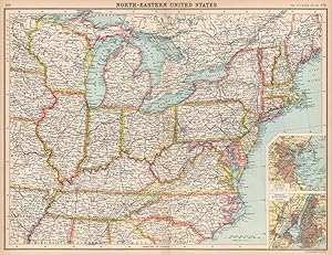 North-Eastern United States; Inset maps of Environs of Boston; Environs of New York