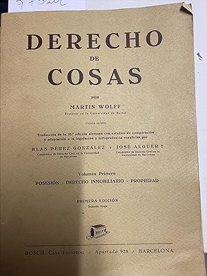 TRATADO DE DERECHO CIVIL. TOMO III. VOLUMEN I: DERECHO DE COSAS.