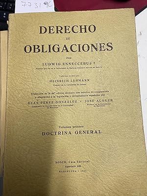 TRATADO DE DERECHO CIVIL. TOMO II. VOLUMEN PRIMERO: DOCTRINA GENERAL.