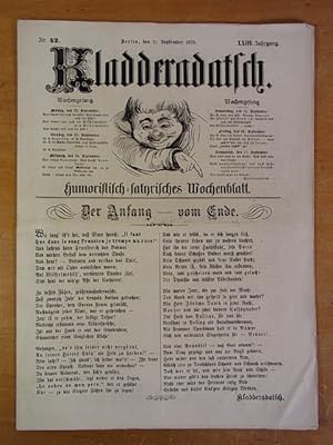 Bild des Verkufers fr Kladderadatsch. Humoristisch-satyrisches Wochenblatt. Nr. 42, 11. September 1870, XXIII. Jahrgang zum Verkauf von Antiquariat Weber