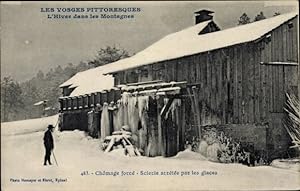 Imagen del vendedor de Ansichtskarte / Postkarte Vosges, L'Hiver dans les Montagnes, Chomage force, Scierie a la venta por akpool GmbH