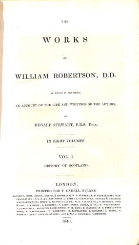 Bild des Verkufers fr The Works of William Robertson Vol. I. zum Verkauf von WeBuyBooks