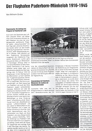 Bild des Verkufers fr Der Flughafen Paderborn-Mnkeloh 1916 - 1945 (in: Die Warte 67. Jahrgang / Nr. 130 Sommer 2006) zum Verkauf von Paderbuch e.Kfm. Inh. Ralf R. Eichmann