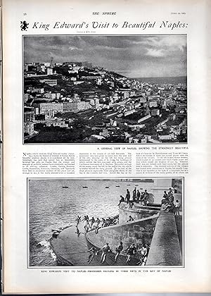 Seller image for PRINT: "King Edward VII's Visit to Beautiful Naples: Panoramic View of the City And the Bay . Story & photos from The Sphere Magazine, April 25, 1903 for sale by Dorley House Books, Inc.