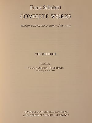 Franz Schubert Complete Works Breitkopf & Hartel Critical Edition of 1884-1897 Volume 4 Series 9,...