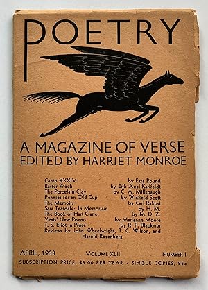 Seller image for Poetry: A Magazine of Verse, Volume XLII [42], Number 1, April 1933 for sale by George Ong Books