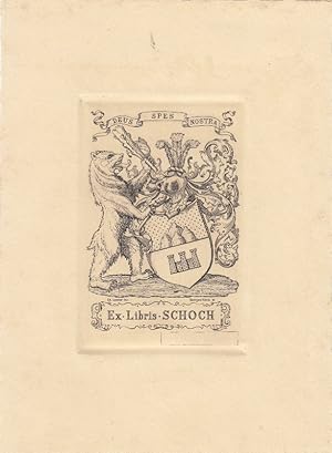 Seller image for Ex Libris Schoch. Eignerwappen mit Trmen. for sale by Antiquariat  Braun