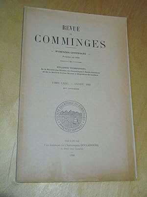 Revue de Comminges Pyrénées centrales Tome LXXI Année 1958 4e trimestre