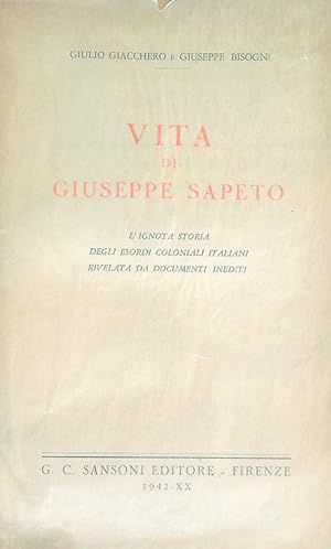 Imagen del vendedor de Vita di Giuseppe Sapeto a la venta por Librodifaccia