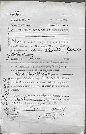 Certificat de non-émigration