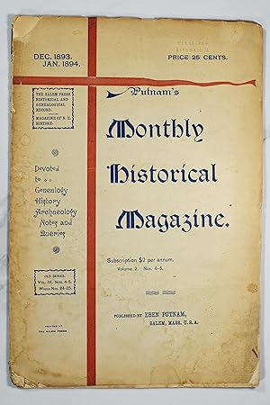 Immagine del venditore per PUTNAM'S MONTHLY HISTORICAL MAGAZINE DEC. 1893 - JAN. 1894 venduto da Lost Time Books