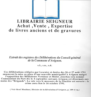 Délibérations du Conseil-général de la Commune d'Avignon