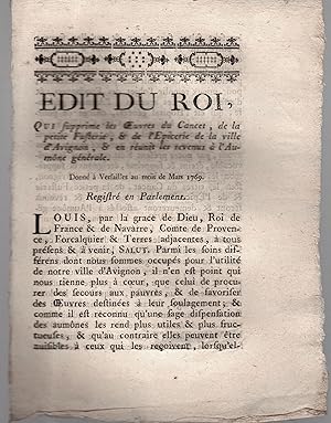 qui supprime les oeuvres du Cancet, de la petite Fusterie, & l'épicerie de la ville d'Avignon, & ...