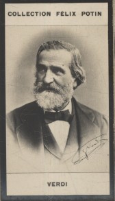 Photographie de la collection Félix Potin (4 x 7,5 cm) représentant : Joseph Verdi, compositeur. ...