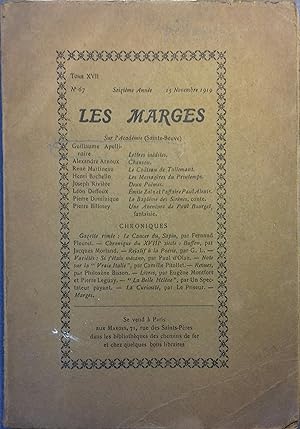 Les Marges N° 67. Textes de Guillaume Apollinaire - Alexandre Arnoux - René Martineau - Henri Bac...