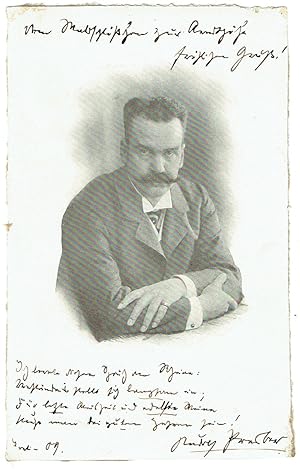 Imagen del vendedor de Portraitpostkarte mit eigenh. Widmung, Unterschrift und Gedicht. a la venta por Kotte Autographs GmbH