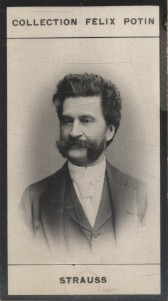 Photographie de la collection Félix Potin (4 x 7,5 cm) représentant : Johann Strauss, compositeur...