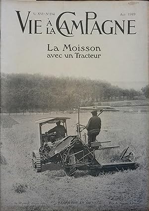 Vie à la campagne numéro 194. Couverture : La moisson avec un tracteur. août 1919.