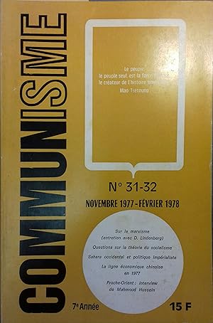 Communisme N° 31-32. Novembre 1977-Février 1978.
